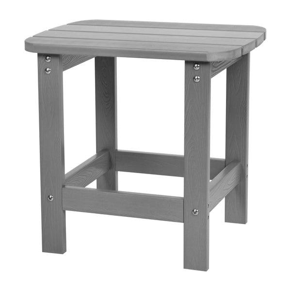 Gray |#| Set of 2 Poly Resin Adirondack Rocking Chairs with 1 Side Table in Gray