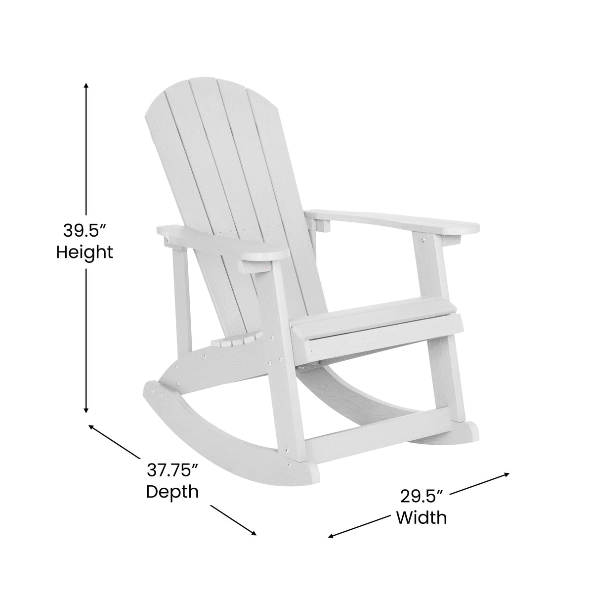 White |#| Set of 2 Poly Resin Adirondack Rocking Chairs with 1 Side Table in White