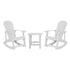 Set of 2 Savannah All-Weather Poly Resin Wood Adirondack Rocking Chairs with Side Table