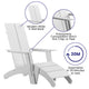 White |#| Set of 2 Indoor/Outdoor 2-Slat Adirondack Style Chairs & Footrests in White