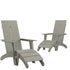 Set of 2 Sawyer Modern All-Weather Poly Resin Wood Adirondack Chairs with Foot Rests