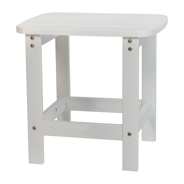 White |#| Set of 2 Indoor/Outdoor Poly Resin Rocking Chairs with Side Table in White