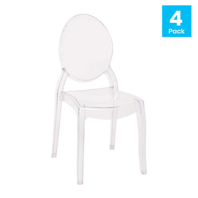 Set of 4 Extra Wide Resin 700 LB. Weight Capacity Banquet and Event Ghost Chairs for Indoor/Outdoor Use