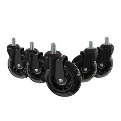 Set of 5 Non-Marring Polyurethane Replacement Wheels with Ball Bearing Motion for Gaming and Home Office Chairs - View 1