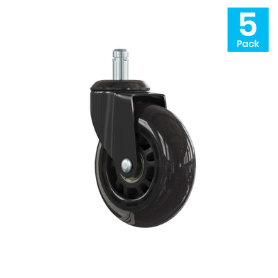 Set of 5 Non-Marring Polyurethane Replacement Wheels with Ball Bearing Motion for Gaming and Home Office Chairs - View 2