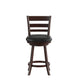 Black Vinyl/Espresso Frame |#| 24inch Ladderback Wooden Swivel Stool - Padded Seat-Espresso/Black Faux Leather