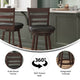 Black Vinyl/Espresso Frame |#| 24inch Ladderback Wooden Swivel Stool - Padded Seat-Espresso/Black Faux Leather