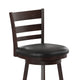 Black Vinyl/Espresso Frame |#| 24inch Ladderback Wooden Swivel Stool - Padded Seat-Espresso/Black Faux Leather