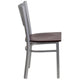Mahogany Wood Seat/Silver Frame |#| Silver Slat Back Metal Restaurant Chair - Mahogany Wood Seat