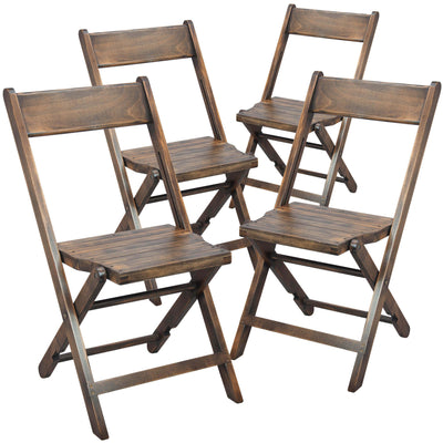Slatted Wood Folding Special Event Chair, Set of 4