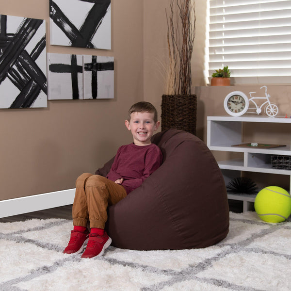 Brown |#| Small Solid Brown Refillable Bean Bag Chair for Kids and Teens