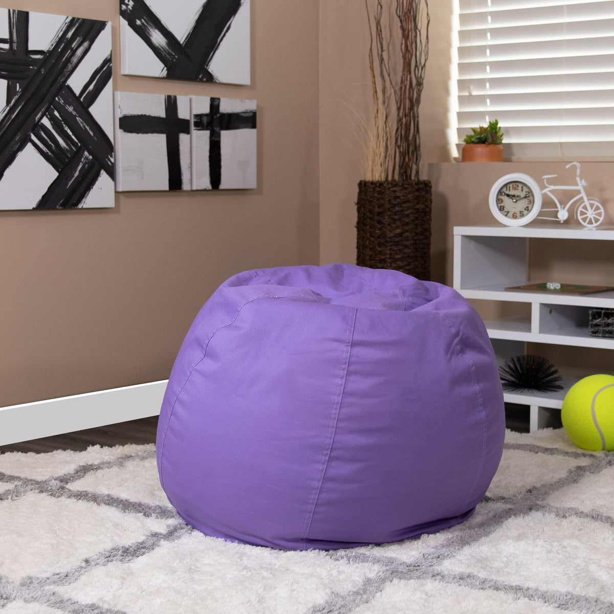 Purple |#| Small Solid Purple Refillable Bean Bag Chair for Kids and Teens