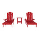 Red |#| 3pc Commercial Indoor/Outdoor Adirondack Set with 2 Loungers, Side Table in Red