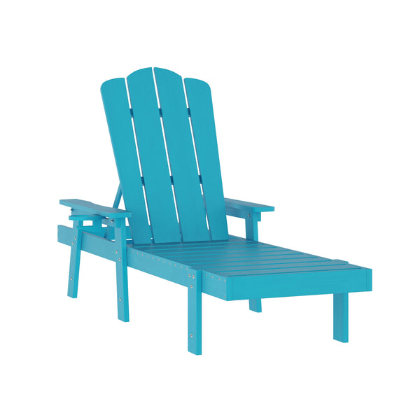 Blue |#| All-Weather Commercial Adjustable Lounge Chair with Fold Out Cupholder - Blue