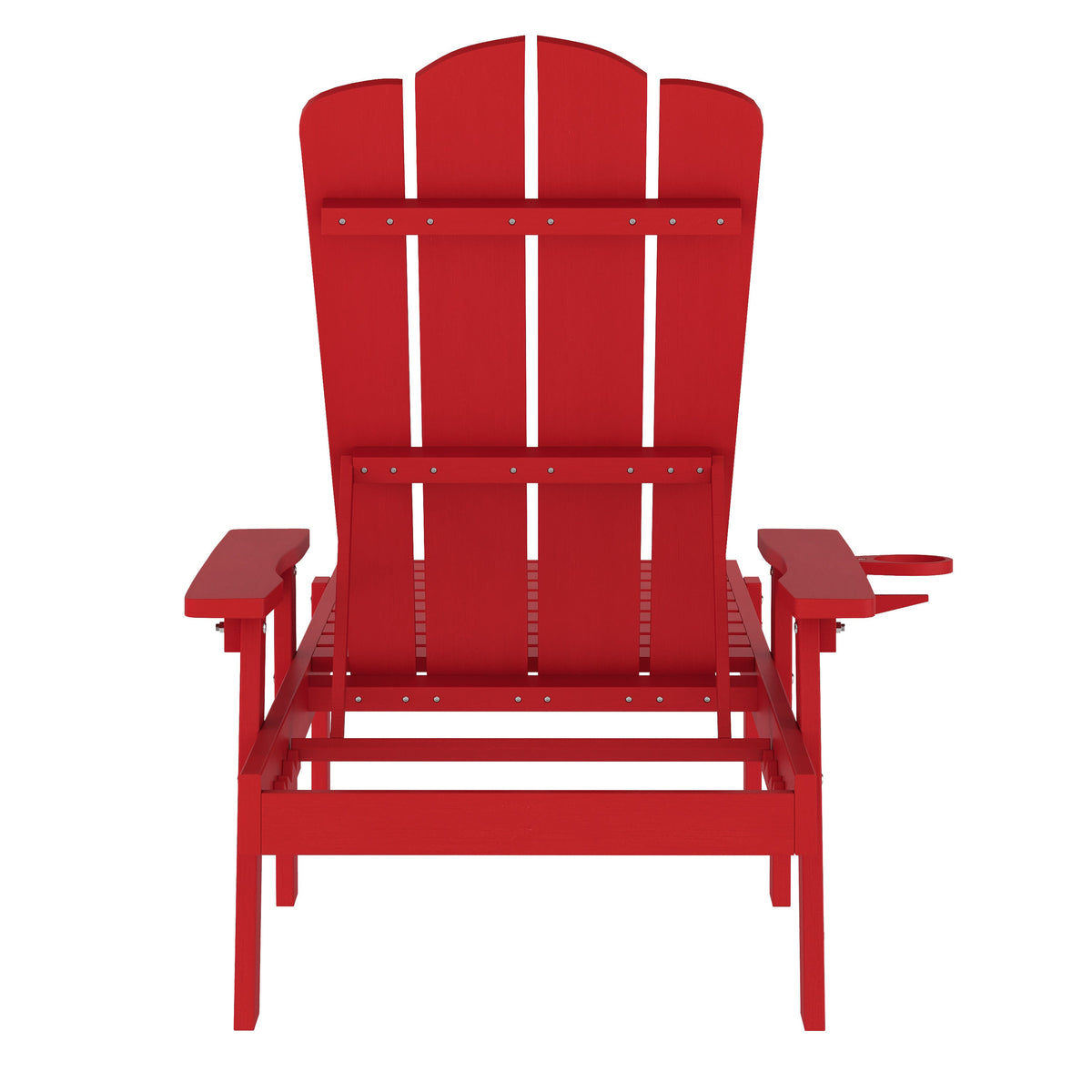 Red |#| All-Weather Commercial Adjustable Lounge Chair with Fold Out Cupholder - Red