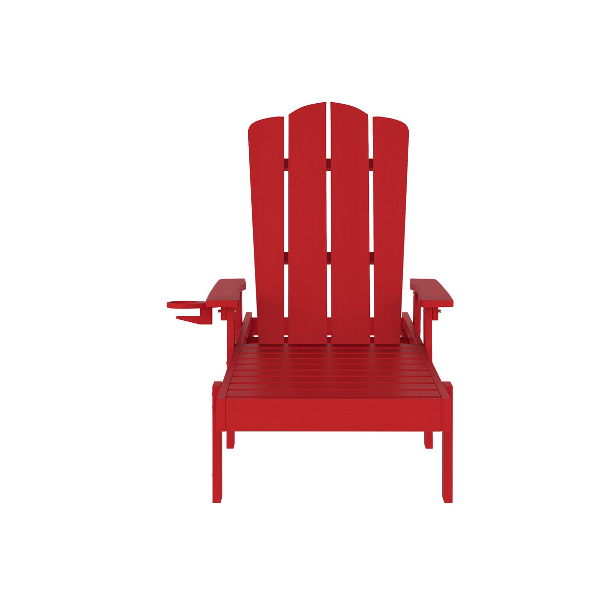 Red |#| All-Weather Commercial Adjustable Lounge Chair with Fold Out Cupholder - Red