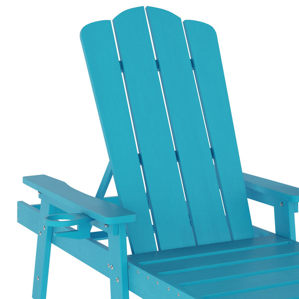 Blue |#| Set of 2 All-Weather Commercial Adjustable Lounge Chairs with Cupholders - Blue