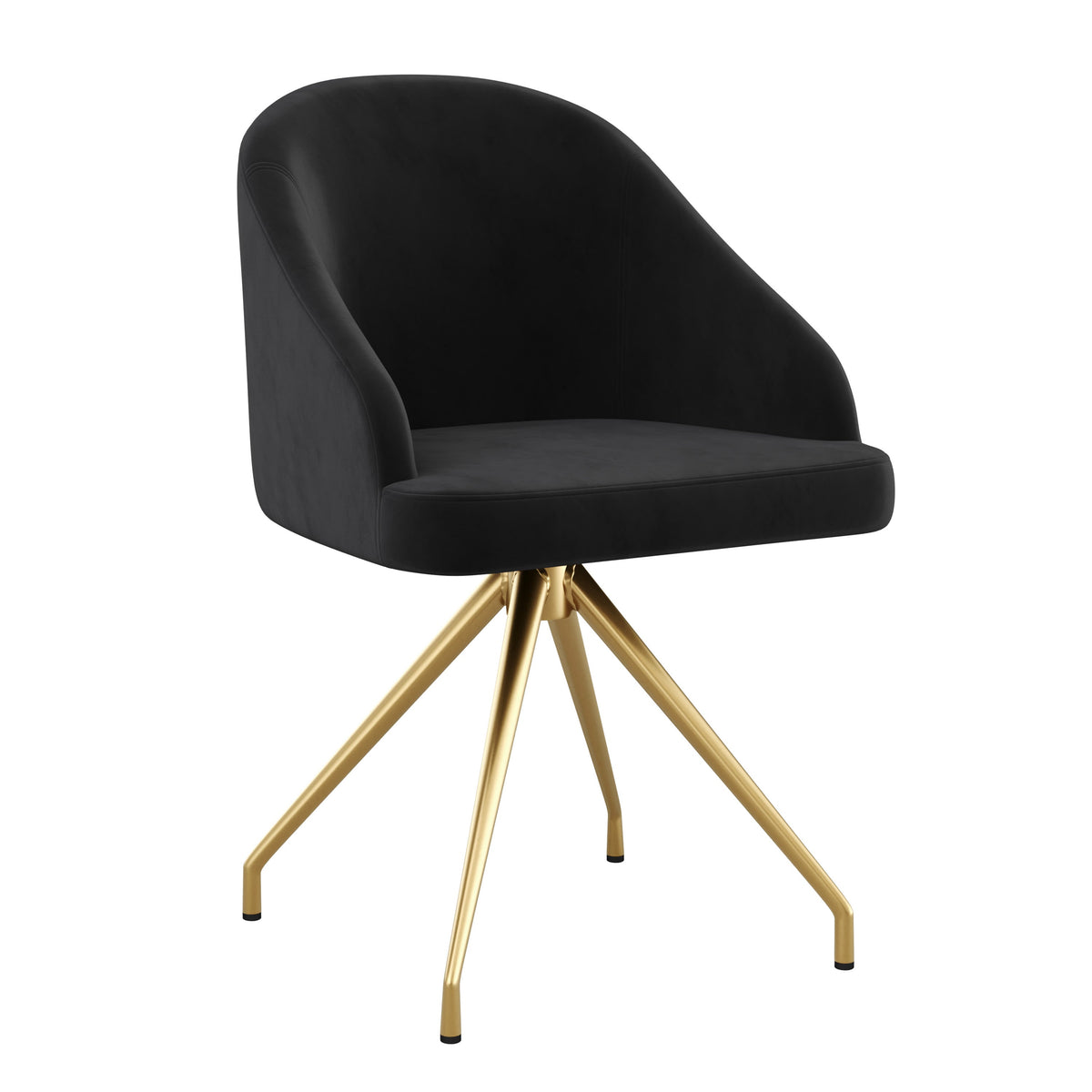 Black Velvet/Polished Nickel |#| Velvet Upholstered Stationary Swivel Home Office Chair -Black/Oil Bronze