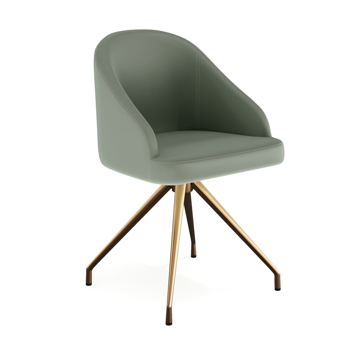 Sage Faux Leather/Polished Brass Frame |#| Faux Leather Upholstered Stationary Swivel Home Office Chair -Sage/PolishedBrass