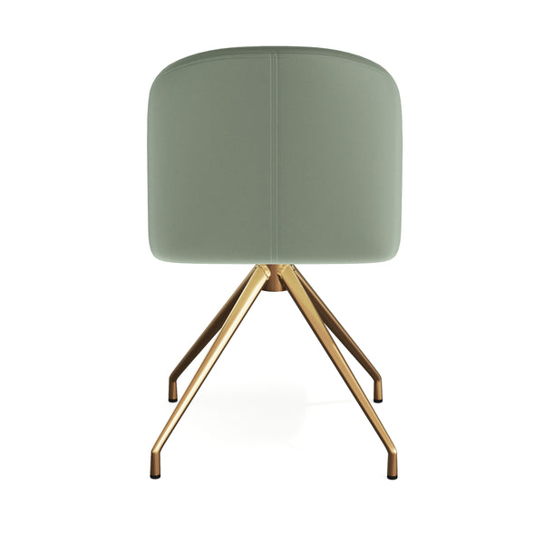 Sage Faux Leather/Polished Brass Frame |#| Faux Leather Upholstered Stationary Swivel Home Office Chair -Sage/PolishedBrass