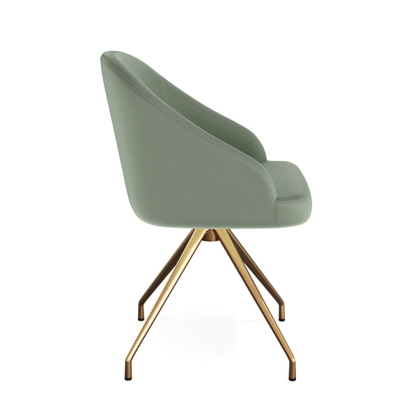 Sage Faux Leather/Polished Brass Frame |#| Faux Leather Upholstered Stationary Swivel Home Office Chair -Sage/PolishedBrass