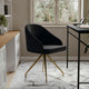Black Velvet/Polished Nickel |#| Velvet Upholstered Stationary Swivel Home Office Chair -Black/Oil Bronze