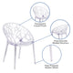 Transparent Oval Shaped Stacking Side Chair with Artistic Pattern Design