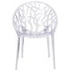Transparent Oval Shaped Stacking Side Chair with Artistic Pattern Design
