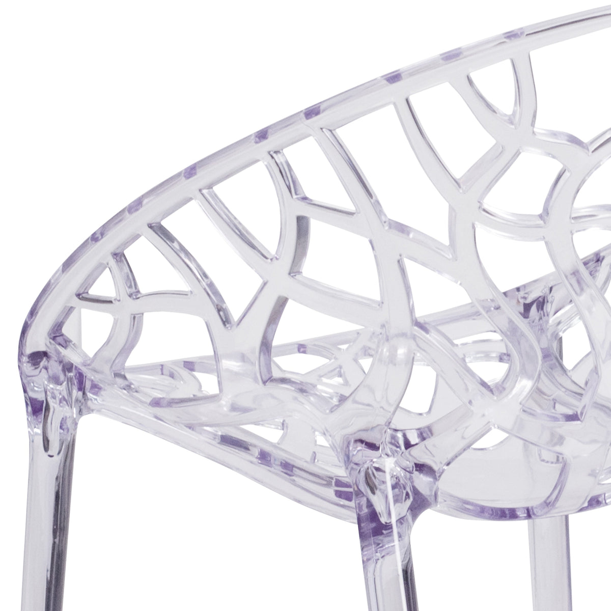 Transparent Oval Shaped Stacking Side Chair with Artistic Pattern Design
