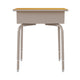 Maple Top/Silver Frame |#| Student Desk with Maple Desktop and Silver Open Front Metal Book Box