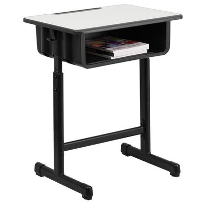 Student Desk with Top and Adjustable Height Pedestal Frame