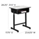 Student Desk with Grey Top and Adjustable Height Black Pedestal Frame