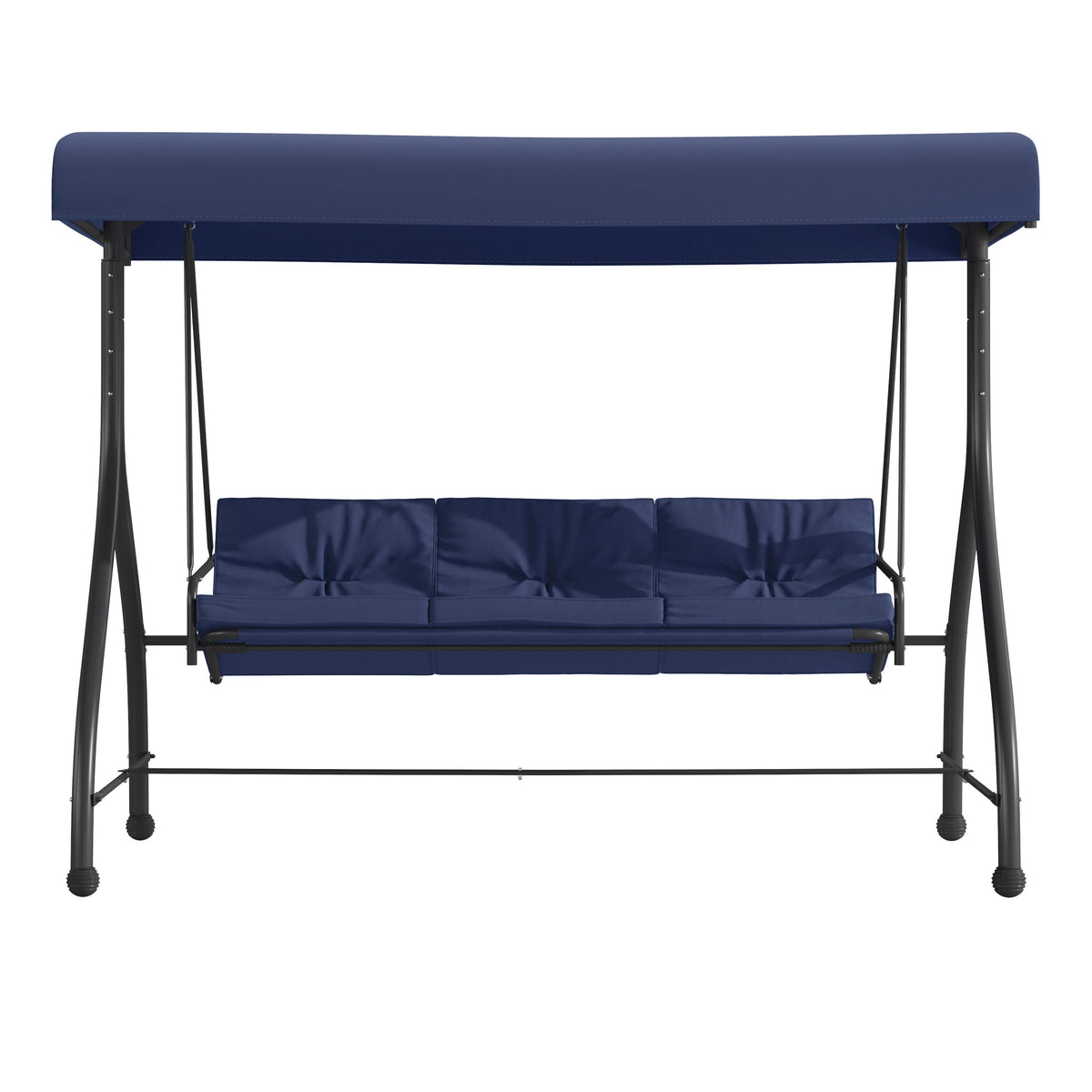 Navy |#| 3-Seat Outdoor Steel Converting Patio Swing and Bed Canopy Hammock in Navy