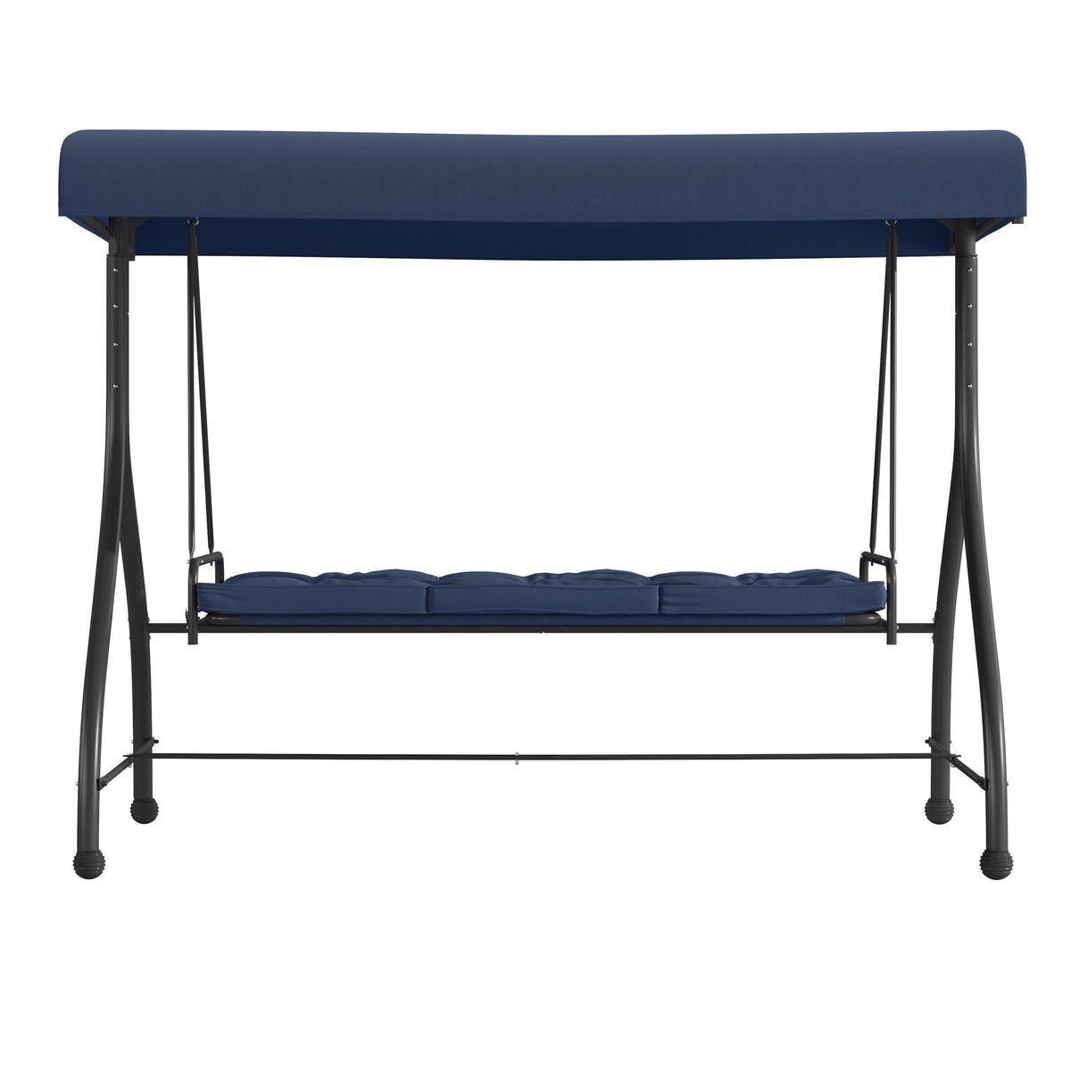 Navy |#| 3-Seat Outdoor Steel Converting Patio Swing and Bed Canopy Hammock in Navy