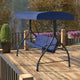 Navy |#| 3-Seat Outdoor Steel Converting Patio Swing and Bed Canopy Hammock in Navy