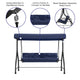 Navy |#| 3-Seat Outdoor Steel Converting Patio Swing and Bed Canopy Hammock in Navy