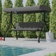 Gray |#| 3-Seat Outdoor Steel Converting Patio Swing and Bed Canopy Hammock in Gray