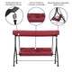 Maroon |#| 3-Seat Outdoor Steel Converting Patio Swing and Bed Canopy Hammock in Maroon