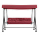 Maroon |#| 3-Seat Outdoor Steel Converting Patio Swing and Bed Canopy Hammock in Maroon