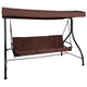 Brown |#| 3-Seat Outdoor Steel Converting Patio Swing and Bed Canopy Hammock in Brown