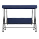 Navy |#| 3-Seat Outdoor Steel Converting Patio Swing and Bed Canopy Hammock in Navy