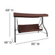 Brown |#| 3-Seat Outdoor Steel Converting Patio Swing and Bed Canopy Hammock in Brown