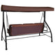 Brown |#| 3-Seat Outdoor Steel Converting Patio Swing and Bed Canopy Hammock in Brown