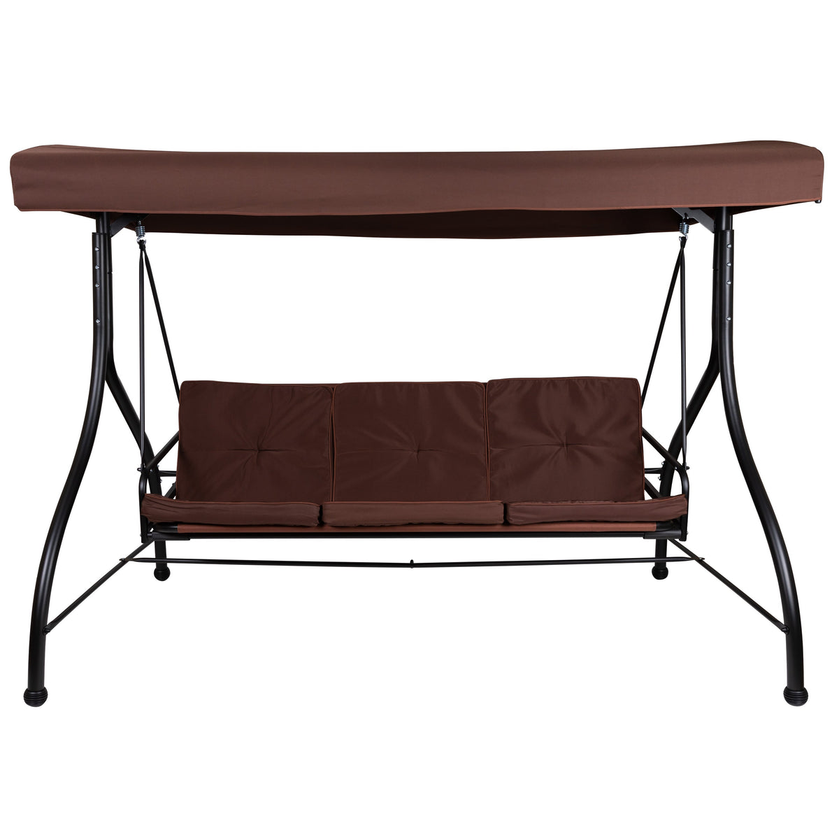 Brown |#| 3-Seat Outdoor Steel Converting Patio Swing and Bed Canopy Hammock in Brown