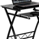Black Tempered Glass Computer Desk with Pull-Out Keyboard Tray