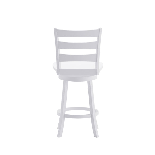 White Wash |#| Commercial Antique White Wash Wood Ladderback Swivel Counter Stool with Footrest