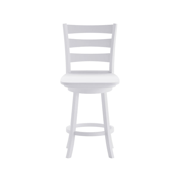 White Wash |#| Commercial Antique White Wash Wood Ladderback Swivel Counter Stool with Footrest