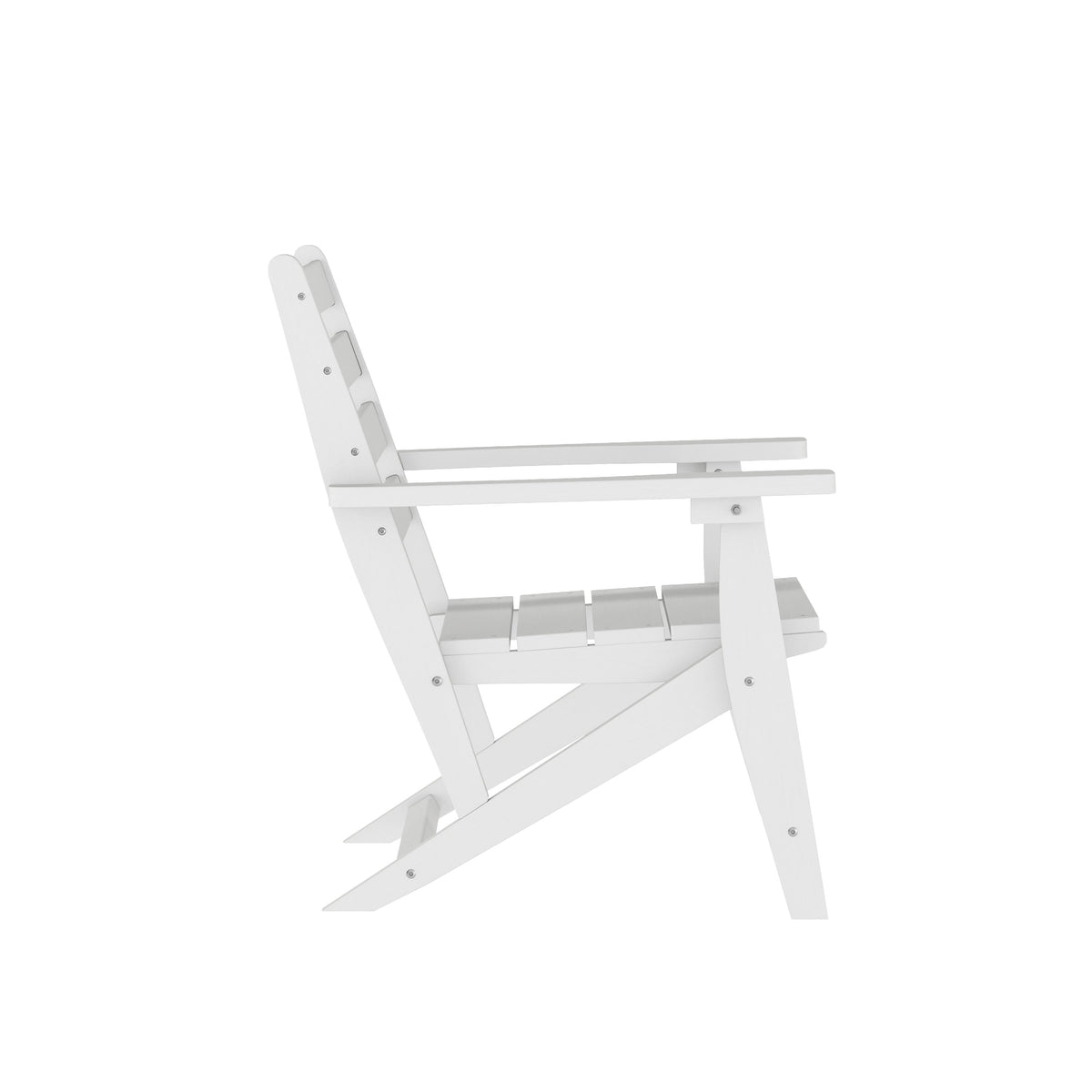 White |#| All-Weather Commercial Adirondack Dining Chair with Fold Out Cupholder - White