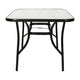 Clear Top/Black Frame |#| Commercial 35x59 Tempered Glass and Steel Patio Table with Umbrella Hole-Black