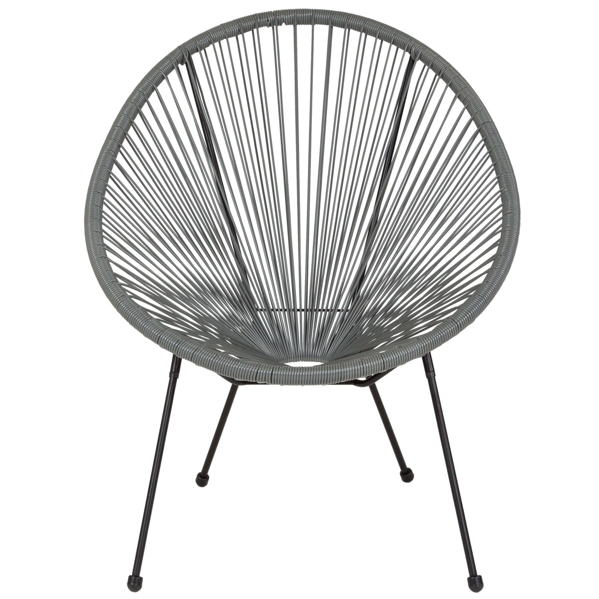 Grey |#| Grey Papasan Oval Woven Basket Bungee Lounge Chair - Indoor/Outdoor Furniture